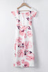 Print Off Shoulder Slit Bodycon Midi Dress